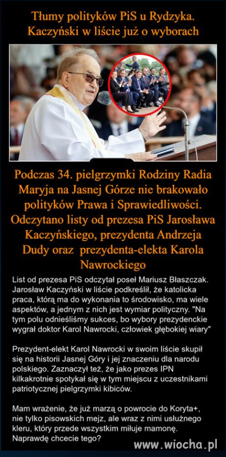 Koalicja PiSu, Rydzyka i sekty kosciola, gotowa do "koryta+"!