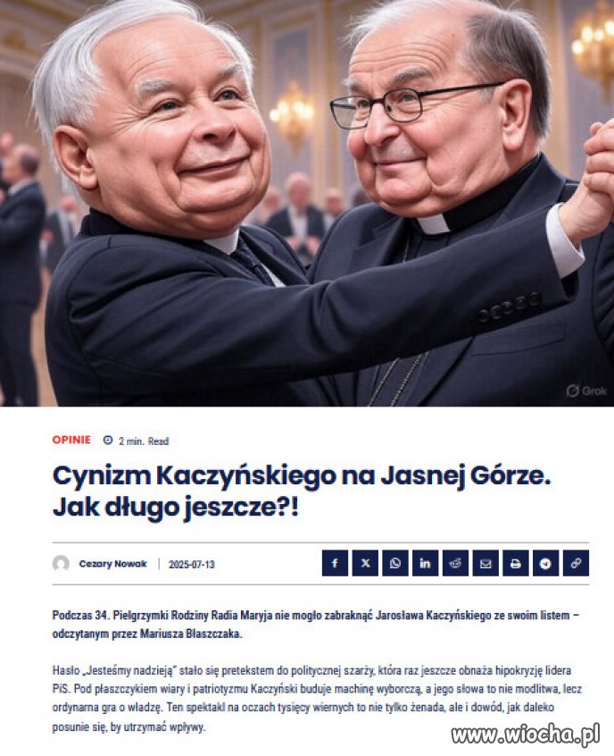 Ten występ na pielgrzymce to nie akt wiary, lecz polityczny skandal. 