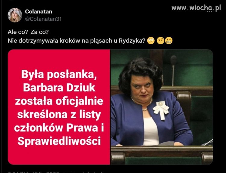 Ze smutkiem przyjęłam informację o usunięciu z partii 