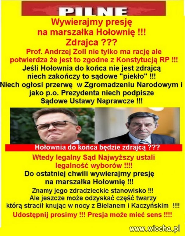 Judasz Holownia jeszcze ma szanse na rehabilitacje