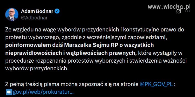 Bodnar skierował list do Hołowni w sprawie wyborów.