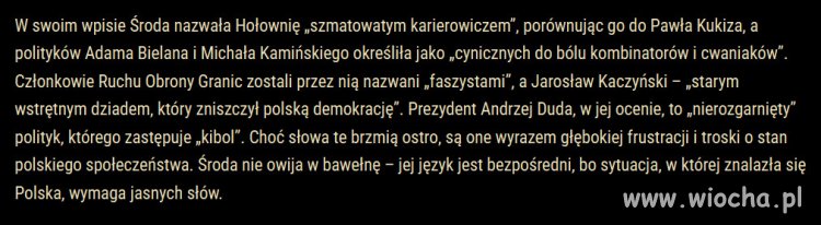 Środa ma rację, krytykując Szymona Hołownię. 