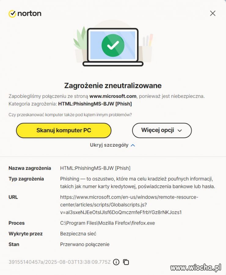 Norton wie co stanowi zagrożenie :)