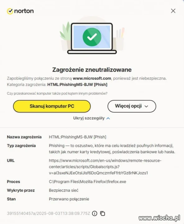 Norton wie co stanowi zagrożenie :)