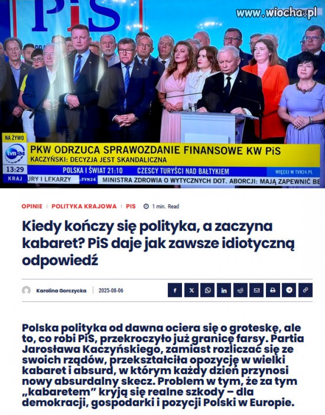 PiS dziś nie jest już nawet kabaretem – jest tragiczną farsą,
