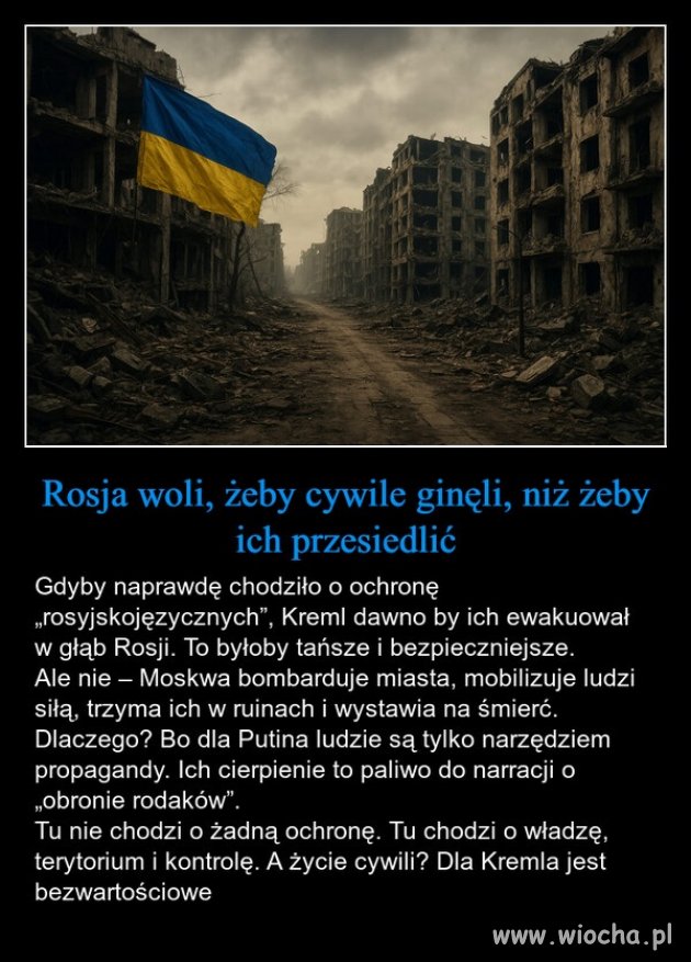 Ważne są tylko chore imperialne zapędy Putina ! 
