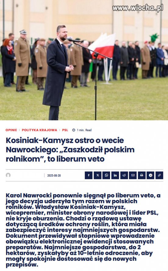 Liberum veto Nawrockiego tym razem zaszkodziło rolnikom.