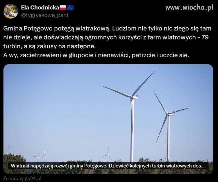 Jarek K nie lubi wiatraków to i jego wyznawcy mówią nie.