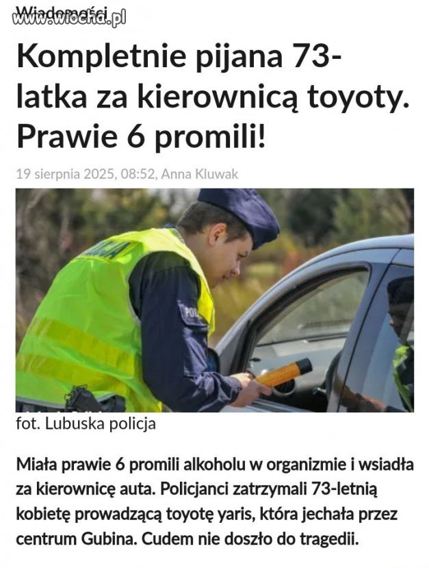 Sześć promili i jazda pod prąd.