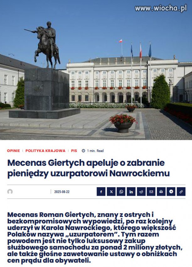 Apel Giertycha: odebrać budżet!