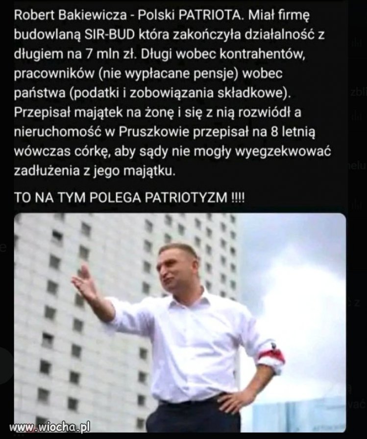 Patriotyzm brunatnej prawicy; tej z różańcem, krzyżem, i biało-czerwonąopaską z PW na lewym ramieniu