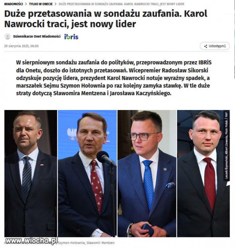 Liderzy nieufności. Kaczyński wypada najgorzej