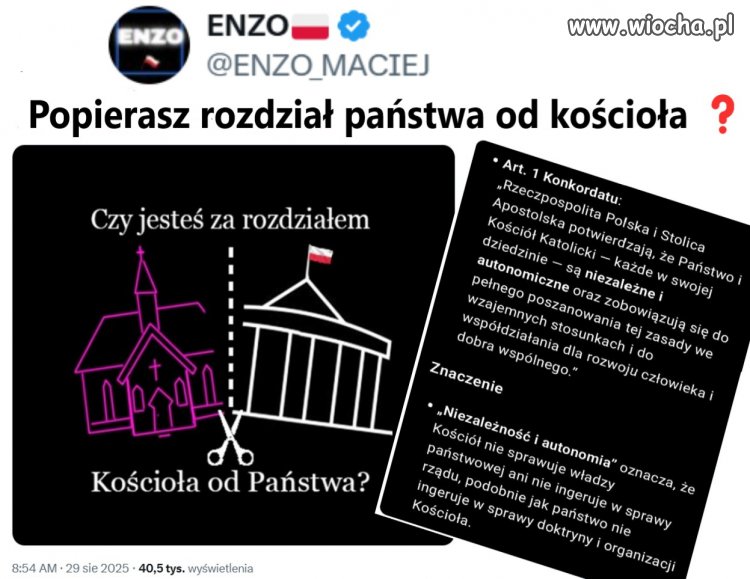 Jest zagwarantowany w konkordacie, więc co tu popierać-nie popierać. 