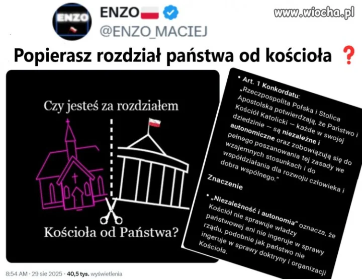 Jest zagwarantowany w konkordacie, więc co tu popierać-nie popierać. 