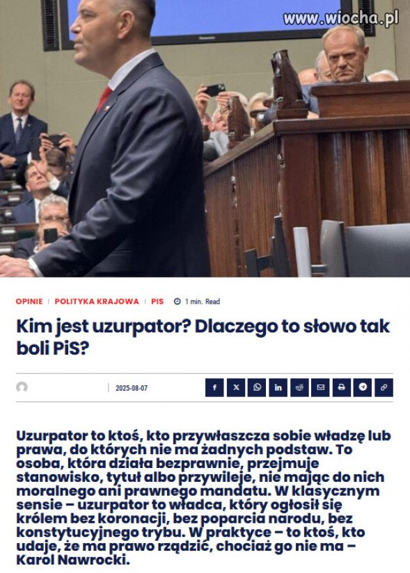 Uzurpator to określenie nie tylko prawne, ale i moralne 