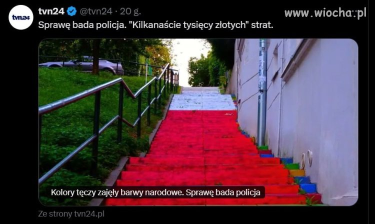 Wojna na schodach: tęcza kontra biało-czerwone