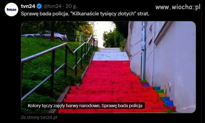 Wojna na schodach: tęcza kontra biało-czerwone