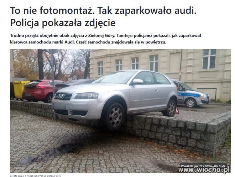 Zaparkował na ''mur-beton''