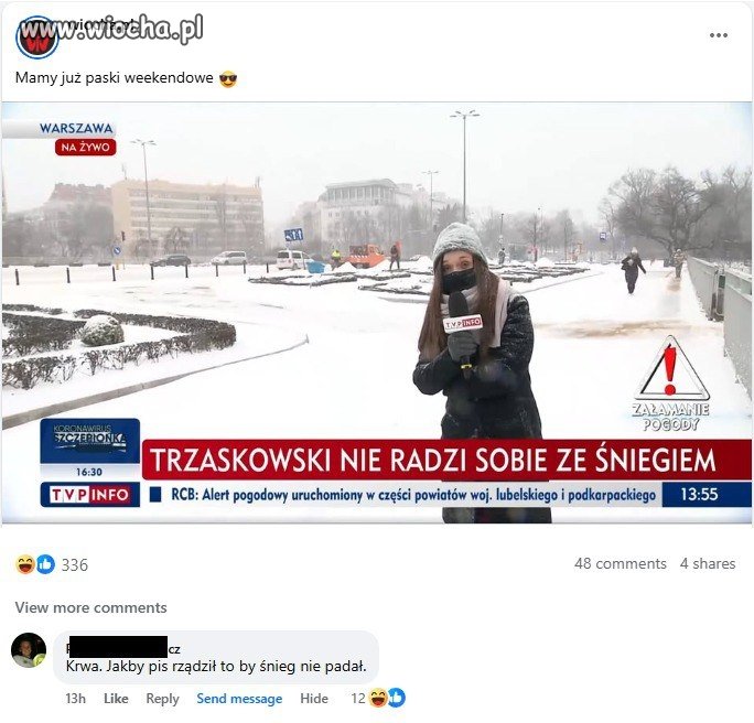 Śnieg nie uznał autorytetu. Natychmiastowa analiza winnych w paskach.