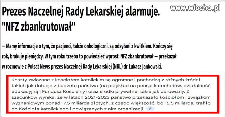 Powiadają że NFZ zbankrutował i nie