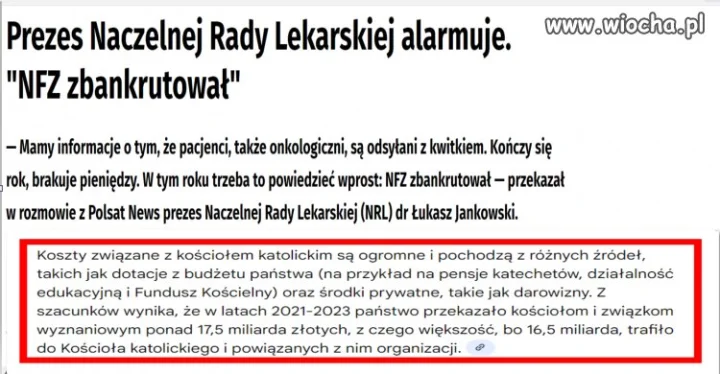 Powiadają że NFZ zbankrutował i nie