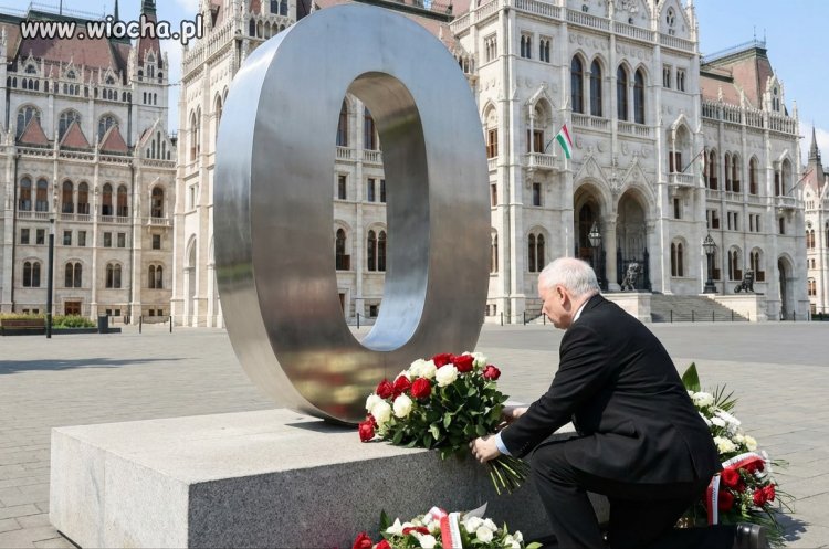 Jarosław Kaczyński składający kwiaty...