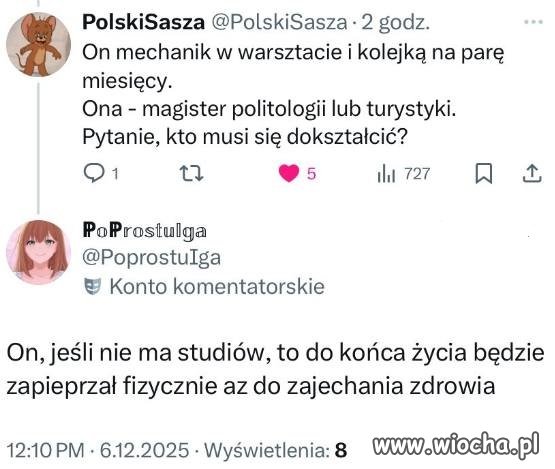 Niesamowicie sprano ludziom łby w kontekście studiów...