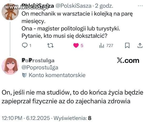 Niesamowicie sprano ludziom łby w kontekście studiów...