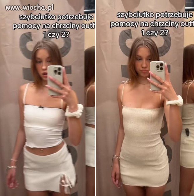 Szybciutko, pomóżmy pani wybrać odpowiedni outfit na chrzciny