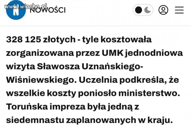 Zbieramy propozycje: co w jednodniowej wizycie Sławosza Uznańskiego na Uniwersytecie w Toruniu było tak kosztowne, że ministerstwo wybuliło za nią ponad 300 000 zł