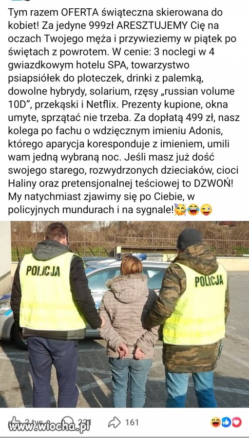 Ciekawe, ilu mężów rzuci się na policjantów próbujących aresztować ich żony