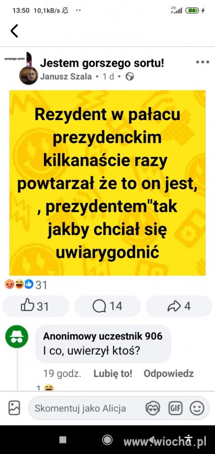 Wygląda na to, że on sam w to nie wierzy, 