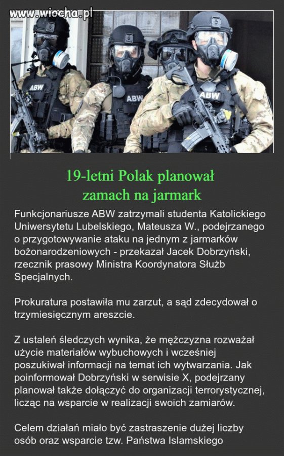 Polak planował zamach terrorystyczny