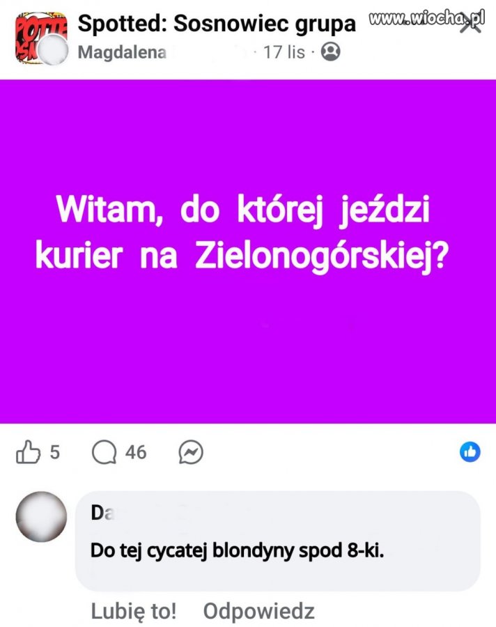 Gdy zamiast konkretów o kurierze dostajesz pełny opis osiedlowych plotek