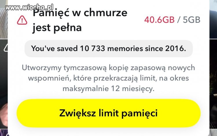 Snapchat chce pieniędzy od Użytkowników za przechowywane tam pliki