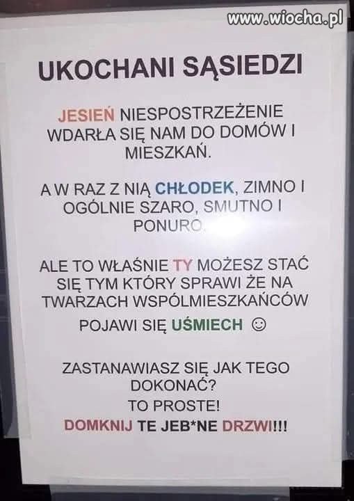 Gdy jesień przynosi chłód, a sąsiad ? brak kultury