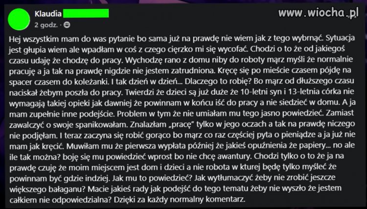 Mąż naciskał, żebym poszła do pracy
