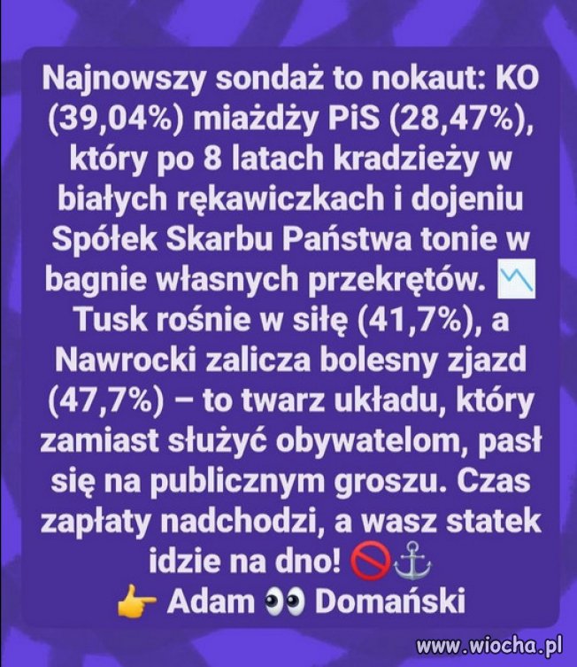 KO zaczyna zbliżać się do 40% poparcia, PiS wciąż w odwrocie