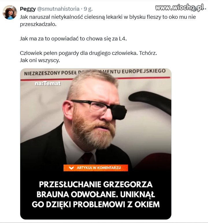 Następny tchórz chowa się za rzekomą chorobą. 