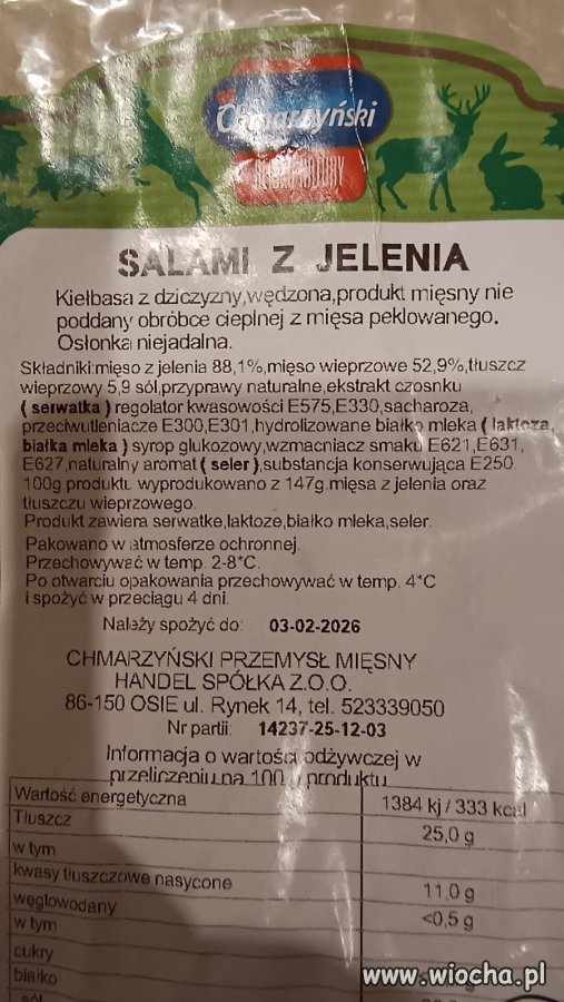 Power salami z jelenia (jeleniem)