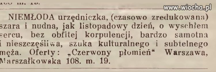 Niemłoda urzędniczka szuka męża