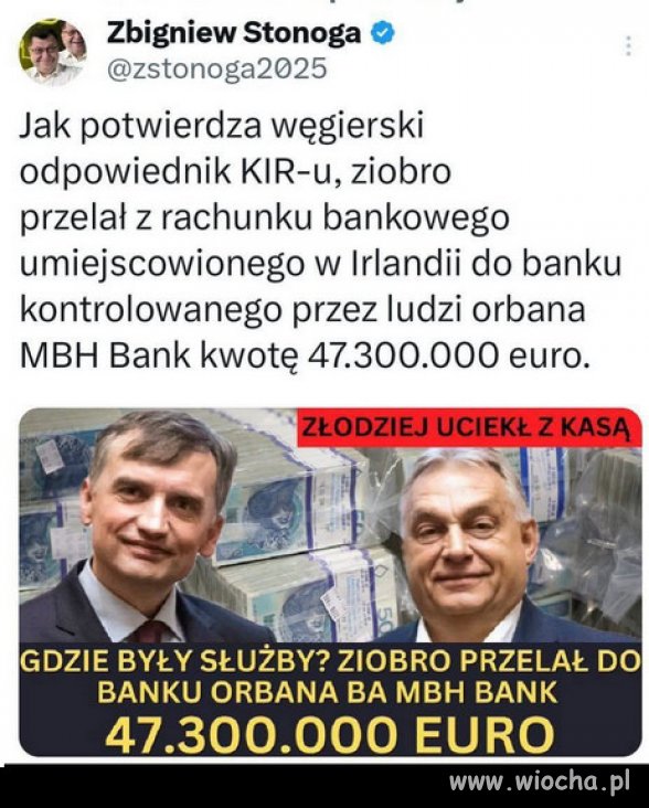 Ziobro cierpi za miliony. 47 baniek euro..wow!
