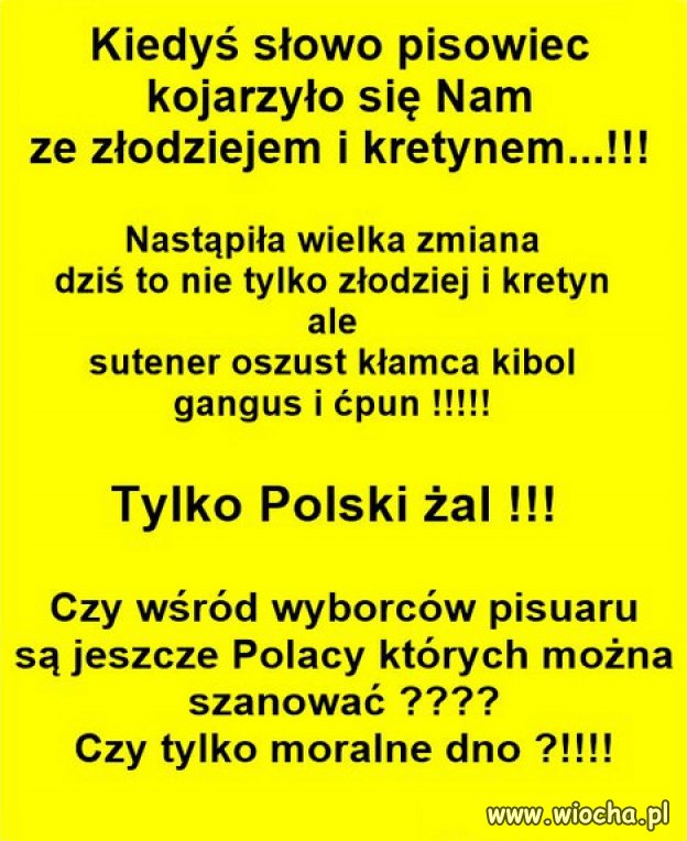Kiedyś słowo pisowiec kojarzyło się Nam ze złodziejem i kretynem...!!!