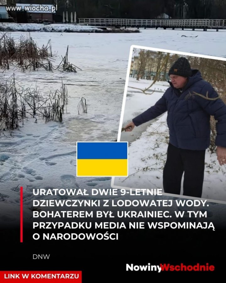 Ukrainiec ? Oleksandr Bolotow uratował dwie 9 letnie dziewczynki, pod którymi załamał się lód. 