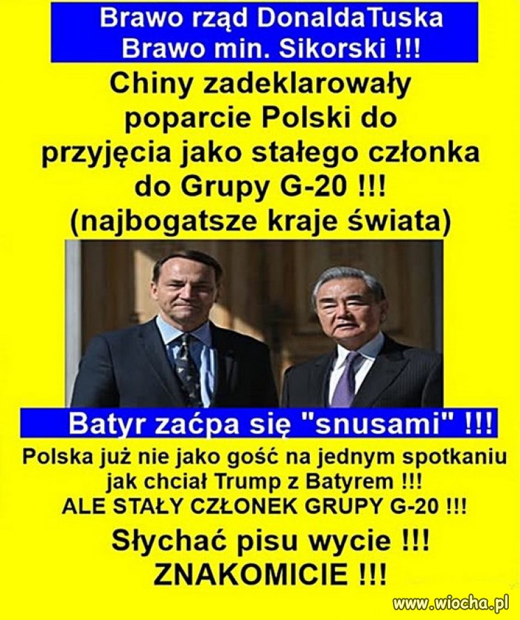 Brawo wicepremier Sikorski! Polska stałym członkiem G-20 !!!