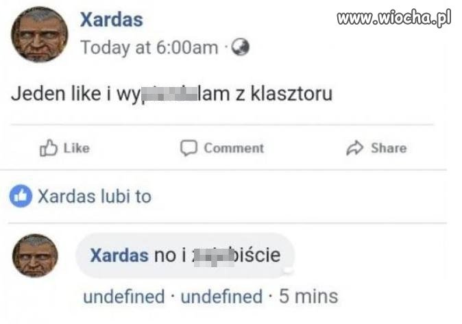 Ten Pan chyba bardzo nie chce być w klasztorze