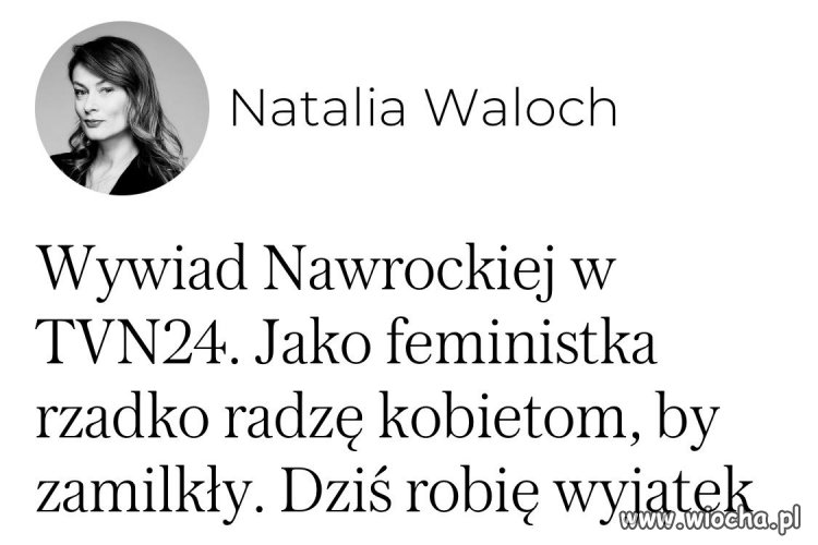 Konrad Wernicki z Tygodnika #Solidarność: - Obrzydliwy seksizm i klasizm wylał się na Martę Nawrocką na łamach magazynu Wysokie Obcasy: "Prosta dziewczyna, bez wykształcenia, bez obycia (?) mogłaby coś powiedzieć o pomocy w odrabianiu lekcji, gotowan