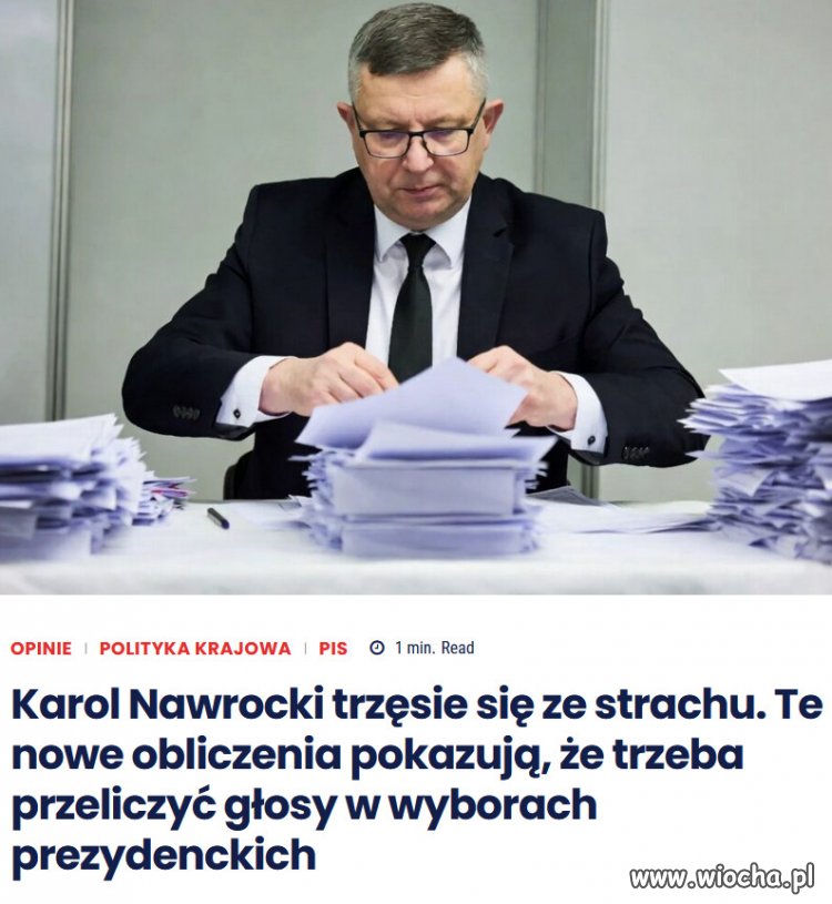 Uzurpator Nawrocki boi się panicznie przeliczenia głosów...