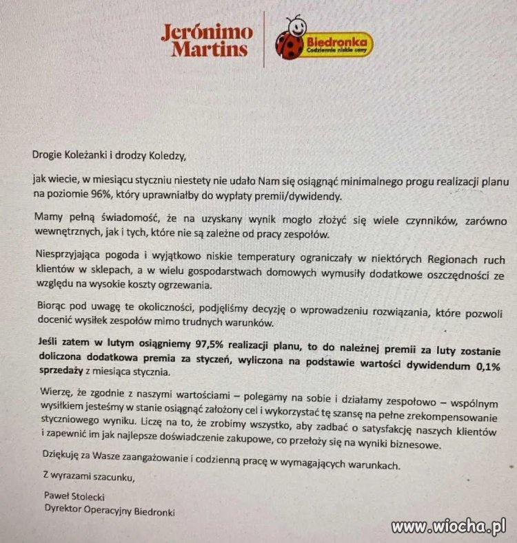 Biedronka ucięła premie pracownikom, bo w styczniu było zimno