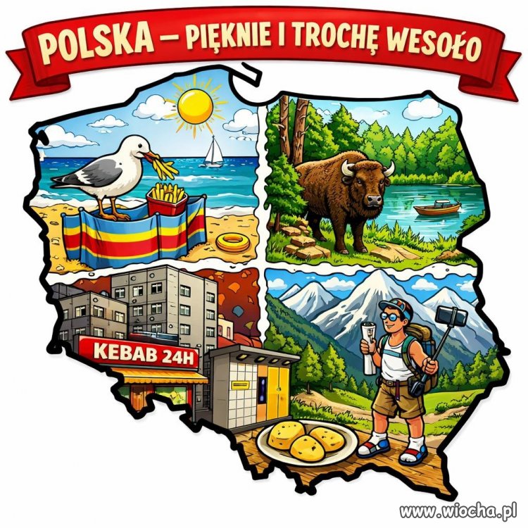 Wiocha.pl do #ChatGPT: - Chcę dać grafikę przedstawiającą mój piękny kraj, Polskę. Jak ją narysujesz?